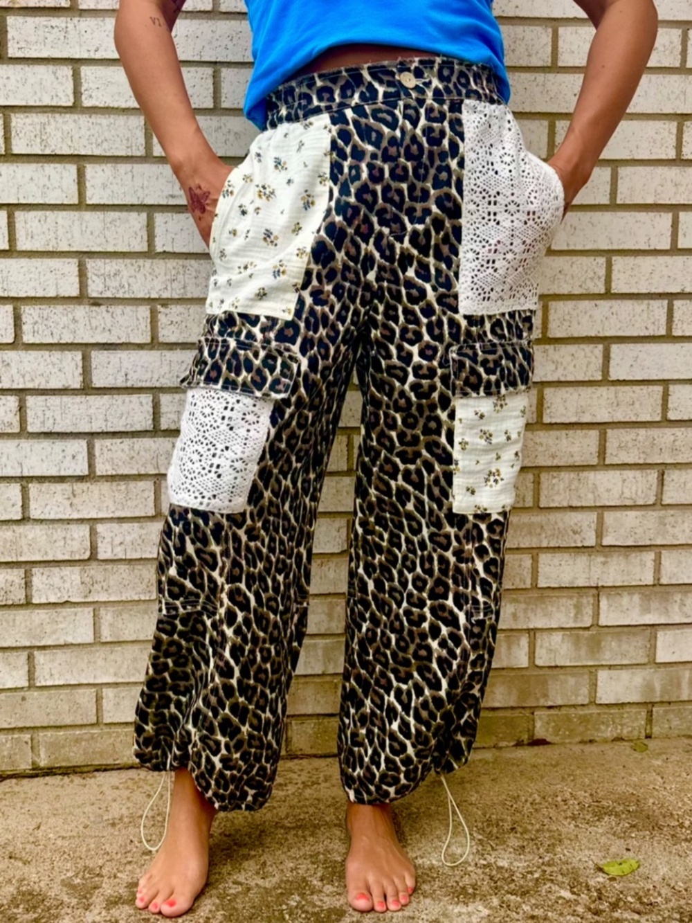 #1194 Leapord Pants lace patchwork - Picture 5 of 5
